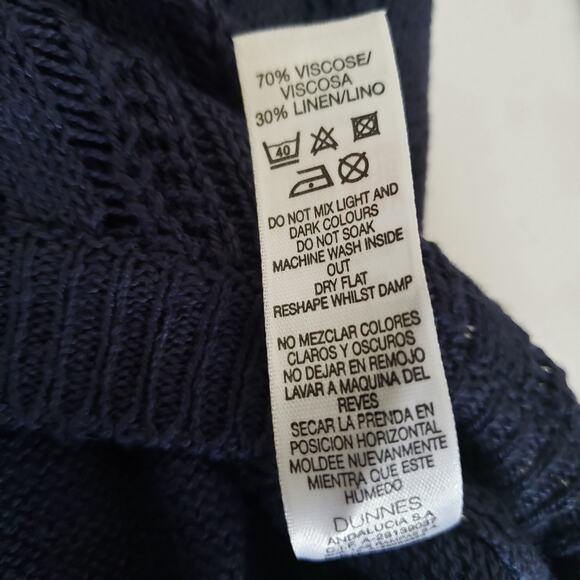 Dunes Womens SIZE 10 Navy Long Sleeves Knit Sweater Blouse Top Tunic Hi Lo Artsy - Picture 9 of 15